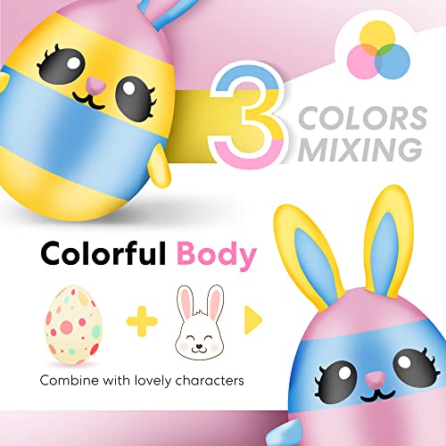 4ft Multi Colored Inflatable 2 Easter Bunny Pastel Rabbit Eggs w/ Flower Field Built-in LEDs