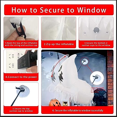 Halloween Inflatables Decoration White Ghost Coming Out of The Window/Tree, Blow Up Spooky Ghost