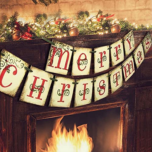 Vintage Merry Christmas Banner Decoration