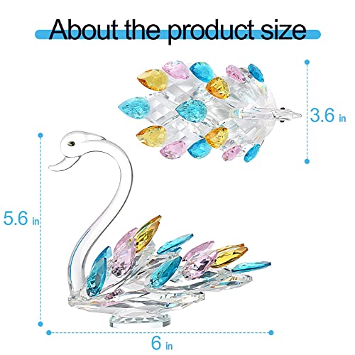 6 Inch Crystal Glass Swan Paperweight Crystal Collectible Figurines