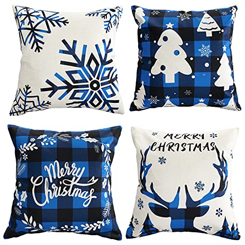 Set of 4  Christmas Throw Pillow Covers 18 x 18