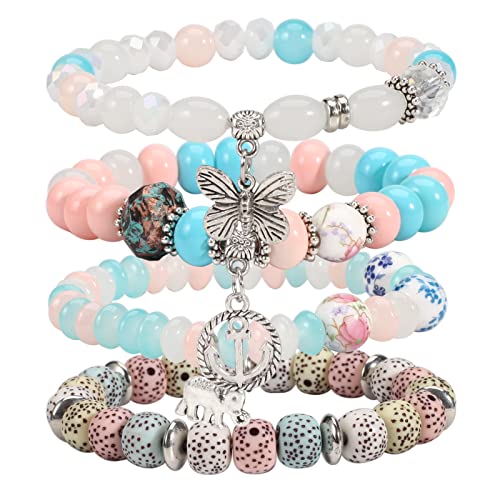 6 Set Bohemian Stretch Bracelets for Women