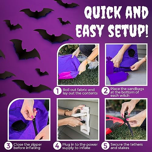 3 Witches Halloween Inflatable Outdoor Decoration | 6ft Halloween Blow Up Yard Decorations | Large