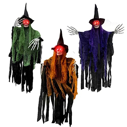 3 Pack Halloween Hanging Grim Reapers Decorations, Hcary Halloween Decorations Indoor Outdoor