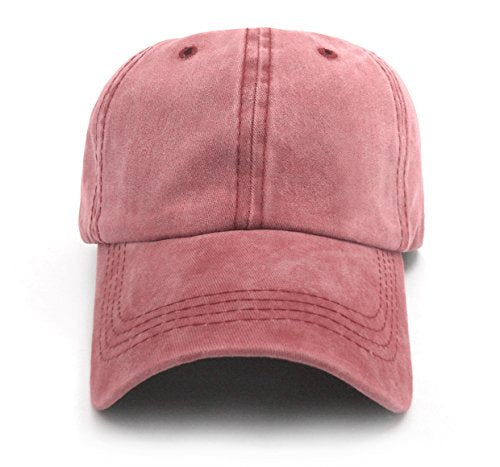 Unisex Baseball Cap Adjustable Washed Dyed Cotton Ball Hat (One Size)