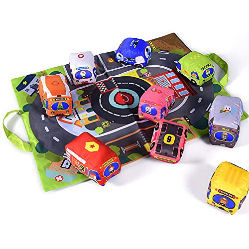 Soft Car Toy Set w/ Play Mat for Baby & Toddlers Toys