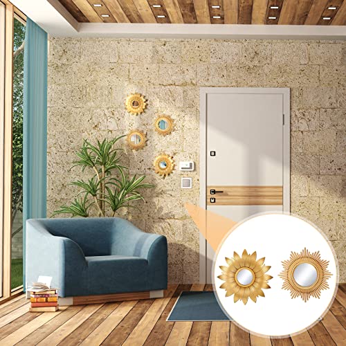 4 Pieces Big Gold Sunburst Wall Mirror for Wall Decoration