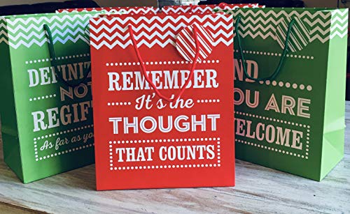 Christmas Large 13" Gift Bags - Pack of 5 - Funny Gift Wrap