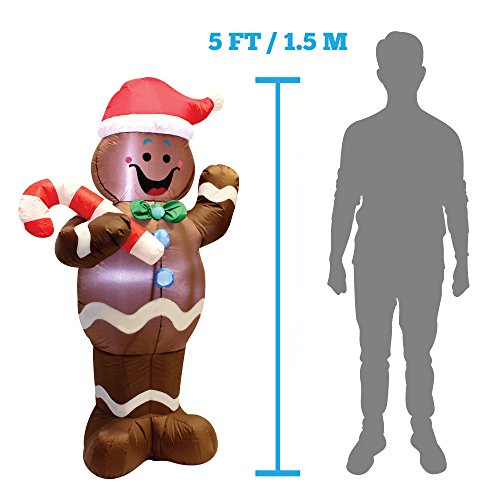 5ft  Christmas Gingerbread Inflatable Yard Decoration w/ LEDs