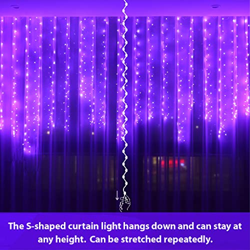 300 LED Fairy Curtain Lights with Remote 8 Modes Timer for Bedroom, 9.8x9.8Ft USB Plug in Adapter