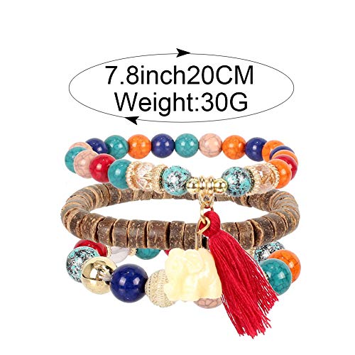 6 Sets Bohemian Stackable Bead Bracelets for Women