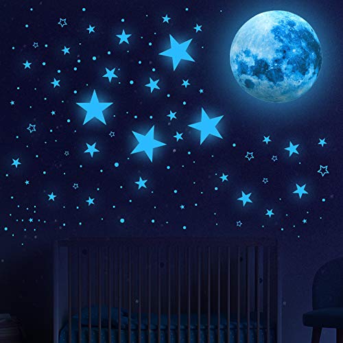 1108 Pcs Glow in The Dark Stars & Moon Wall Decal