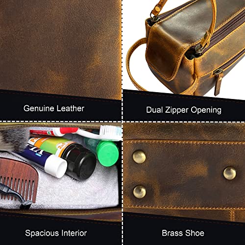 Leather Toiletry Bag - Hygiene Organizer Travel Kit