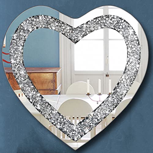 Crystal Crush Diamond Heart Shaped Silver Mirror