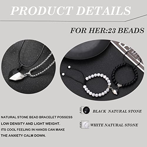 4Pcs Couples Bracelets & Necklace Set for Women/Men