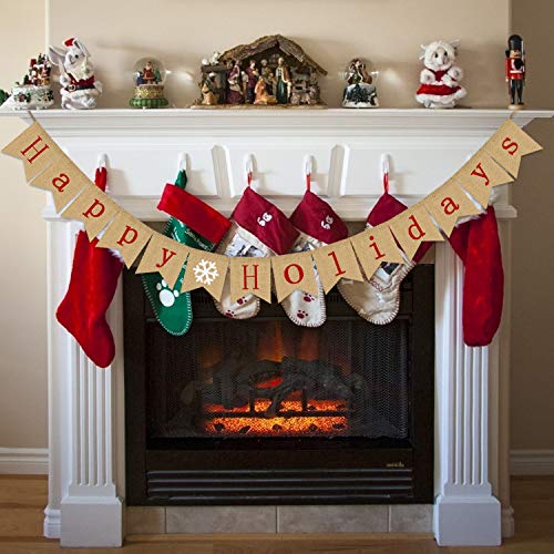 Happy Holidays Banner Burlap | Christmas Banner Burlap | Christmas Decorations| Holiday Decoration