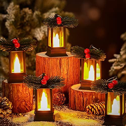 6 Pcs Christmas Mini Lantern with Flickering LED Candles