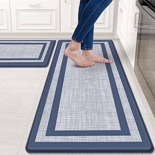 Kitchen Mat [2 PCS] Cushioned Anti-Fatigue Kitchen Rugs Non-Skid Waterproof