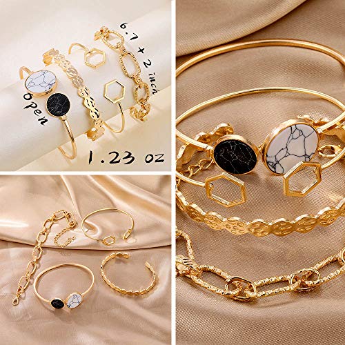 (24 PCS) Boho 14k Gold Plated Chain Bracelets Set for Women