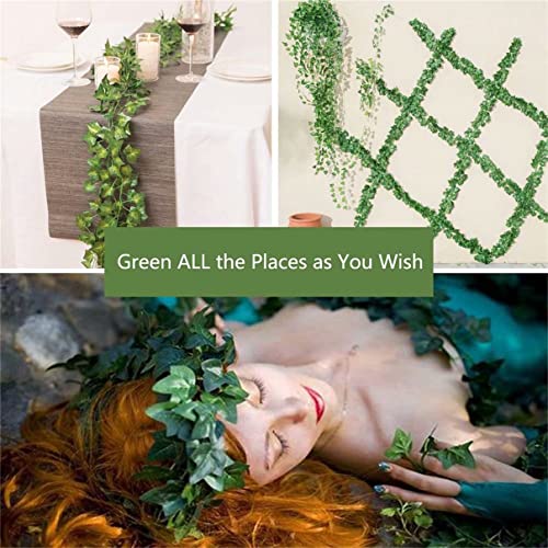 12 Pack Fake Vines for Room Decor with 100 LED String Light Artificial Ivy Garland Hanging Plants Faux Greenery