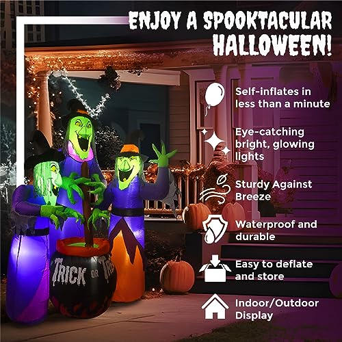 3 Witches Halloween Inflatable Outdoor Decoration | 6ft Halloween Blow Up Yard Decorations | Large