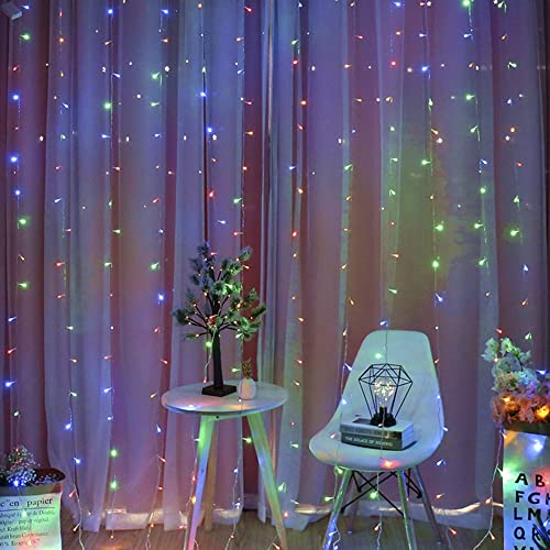 304 LED Curtain String Lights, 9.8 x 9.8 ft, 8 Modes Plug in w/ Remote