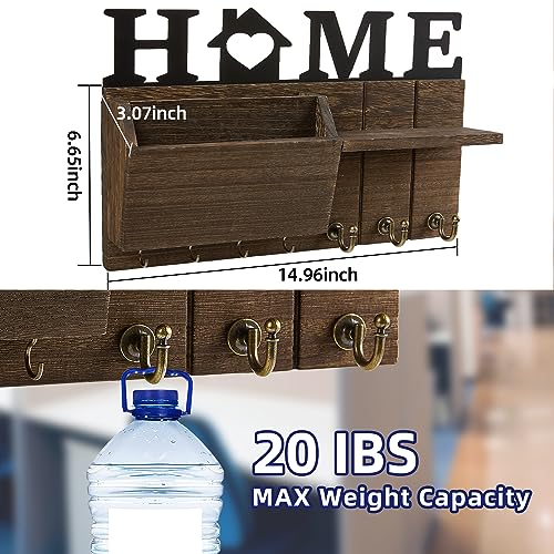 Key Holder for Wall, Mail and Key Hanger Wall Mount with Double Key Hook and Hat Coat Rack Shelf