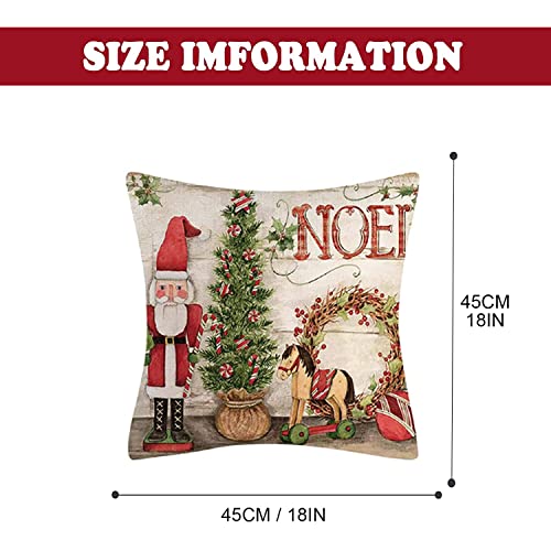 Set of 4 Christmas Throw Pillow Covers 18x18 Inch