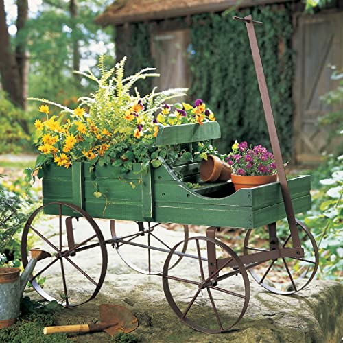 Wagon Decorative Garden Backyard Planter, Red