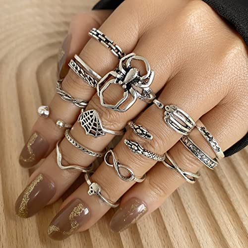 Vintage Silver Knuckle Rings Set for Women