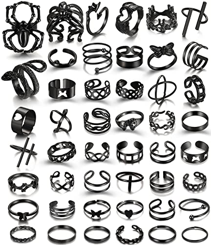 Black Goth Punk Rings for Men/Women