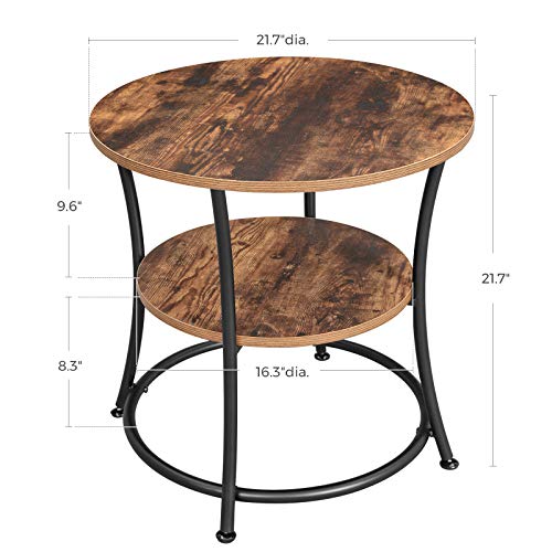 Round End Table with 2 Shelves