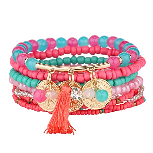 6 sets Handmade Bohemian Multilayer tassels Wrap Bangle Bracelets