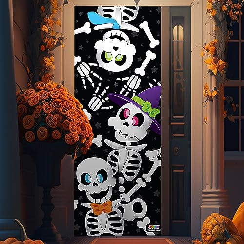 3D Design Scary Skeleton Door Cover for Halloween Skeleton Door, Window and Wall Cover