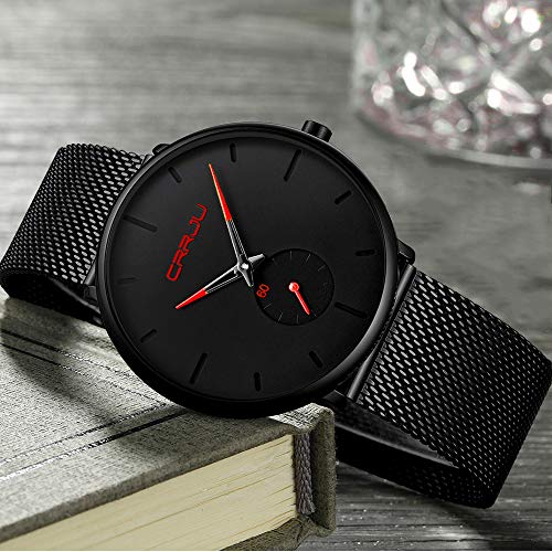 Ultra Thin Wrist Watches for Men Fashion Classic Waterproof Stainless Steel Band