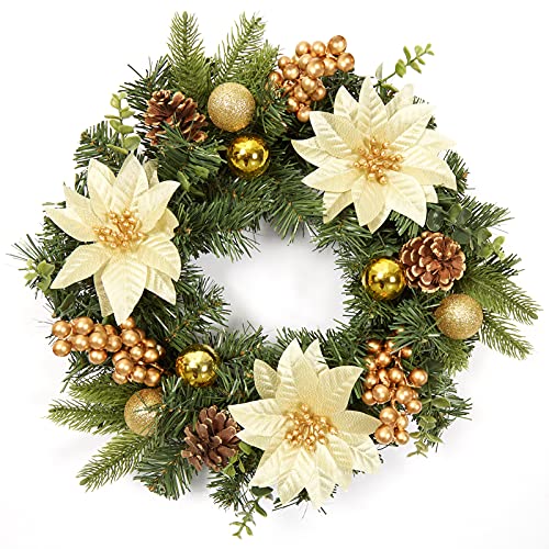 16 Inch Christmas Wreath for Front Door Decoration