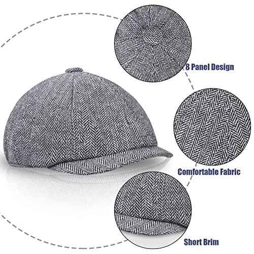 2 Pack Newsboy Hats for Men Classic 8 Panel Wool Blend