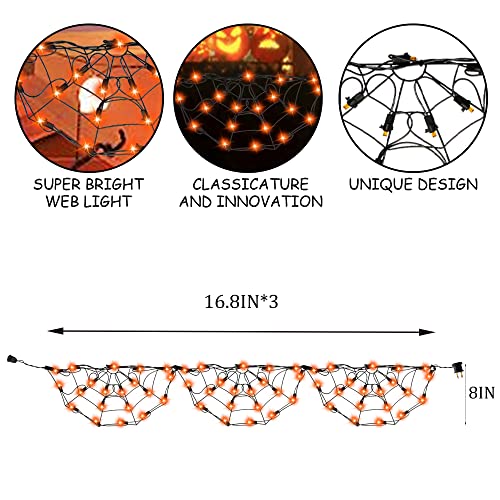 4.2FT Connectable  60 LED Halloween Spider Web String Lights Decoration