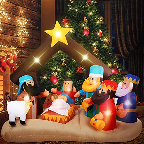 6.5 ft Christmas Inflatable table Nativity Scene with LED Lights