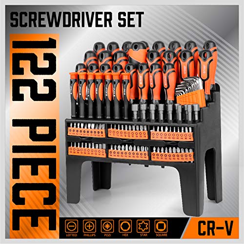 122-Piece Magnetic Screwdriver Set w/ Plastic Rack