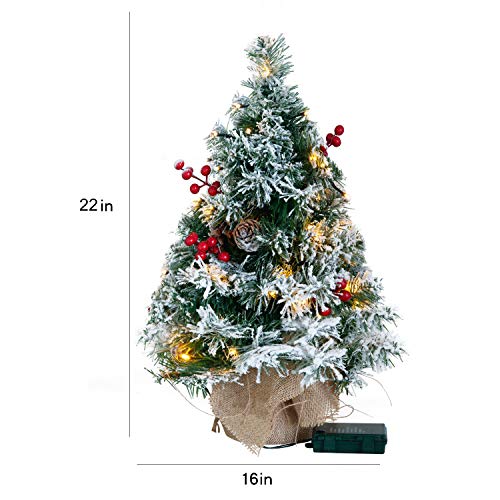 20" Snow Flocked Prelit Tabletop Christmas Tree