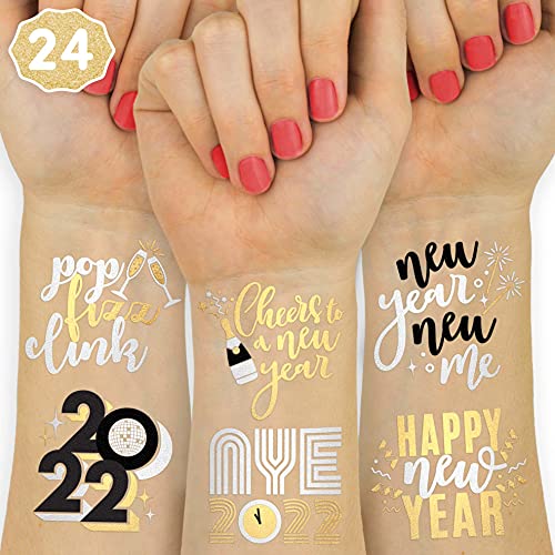 New Years Eve Party Supplies Tattoos - 24 Glitter Styles