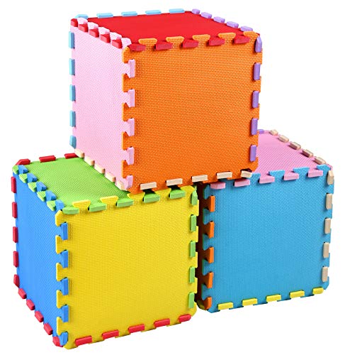 Kid's Puzzle Exercise Play Mat with EVA Foam Interlocking Tiles, 9 Colors (36 Tiles)