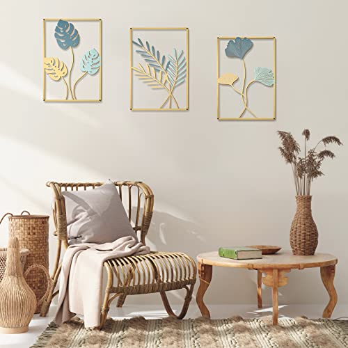 3 Pcs Metal Leaf Wall Decoration