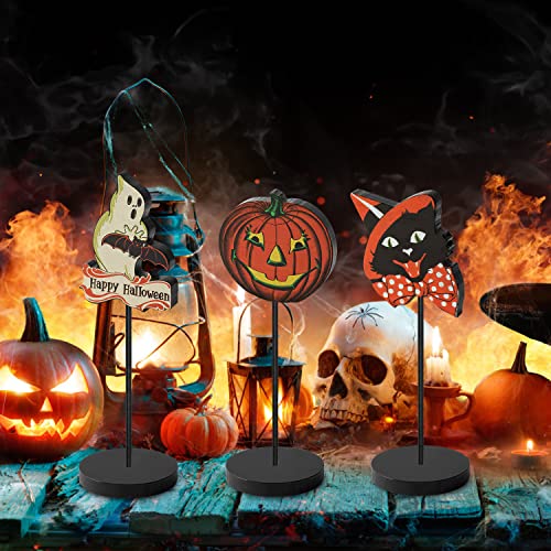 3Pcs Happy Halloween Wood Table Decoration