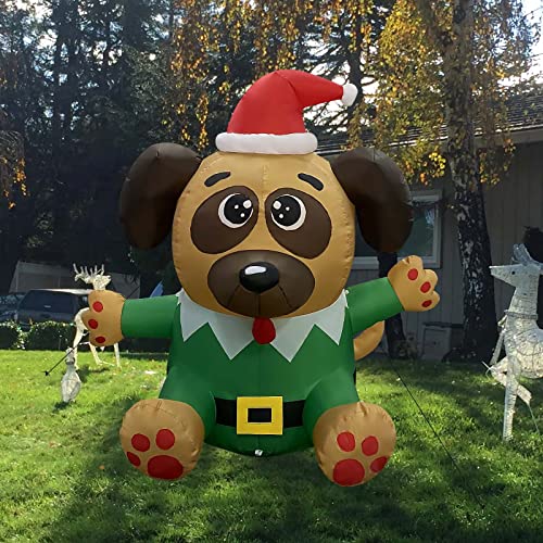 4.3 FT Christmas Inflatable Dog w/ Built-in LEDs