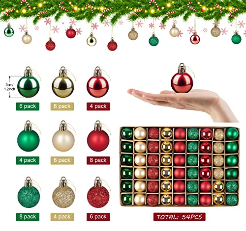 54 PCS Mini Christmas Ball Ornaments