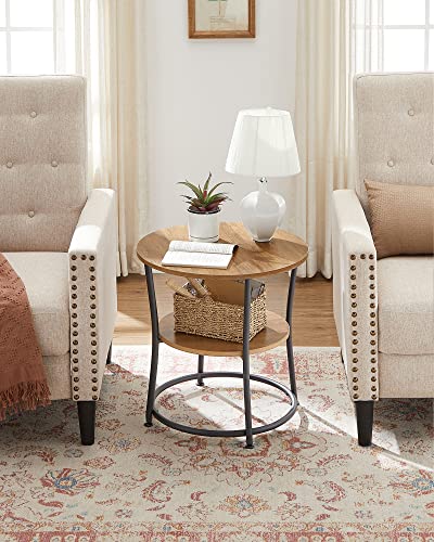 Round End Table with 2 Shelves