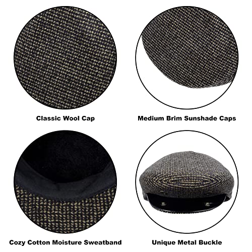 Thick Warm  Woolen Beret for Men Solid Color Fold-Down Ear Protection Irish Duckbill Caps