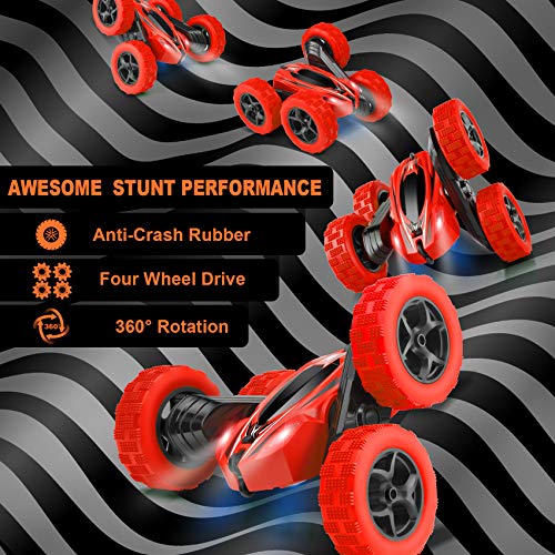 RC Cars 2.4GHz Fast Stunt RC Car, 4WD Double Sided 360° Rotating w/ Headlights